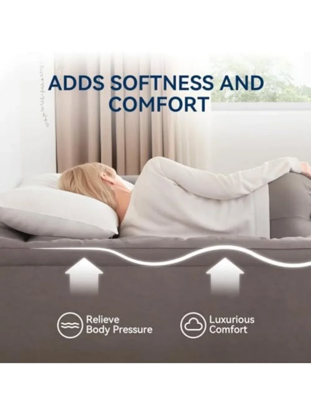 Queen Size Dual Layer 5-Inch Memory Foam Mattress Topper with Gel & Pillow Top
